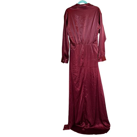 Nova Luxe 1X Bordeaux Long Sleeve Formal Maxi Dress - Picture 4 of 8